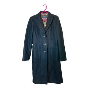 Banana Republic Womens Business Pea Coat Jacket Lined Leopard Black Medium
